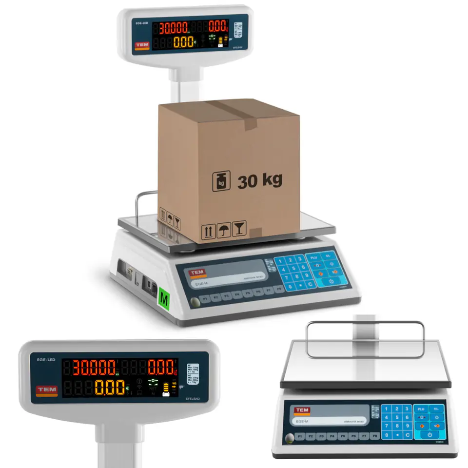 ⁨Store scale legalized EGE-LED TEM RS232 30kg / 10g⁩ at Wasserman.eu