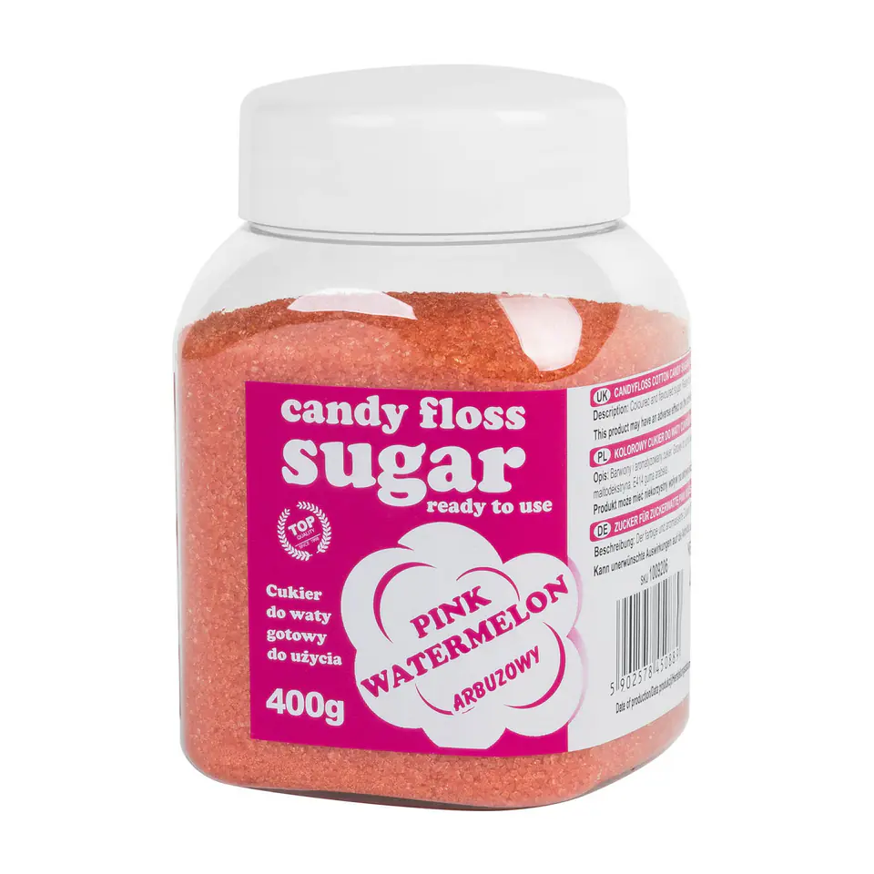 ⁨Colorful sugar for cotton candy pink with watermelon flavor 400g⁩ at Wasserman.eu