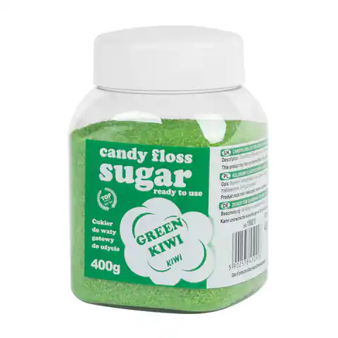 ⁨Kolorowy cukier do waty cukrowej zielony o smaku kiwi 400g⁩ w sklepie Wasserman.eu