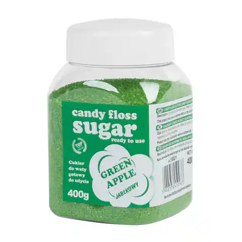 ⁨Colored sugar for cotton candy green with apple flavor 400g⁩ at Wasserman.eu