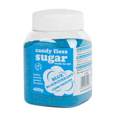 ⁨Kolorowy cukier do waty cukrowej niebieski o smaku czarnej porzeczki 400g⁩ w sklepie Wasserman.eu