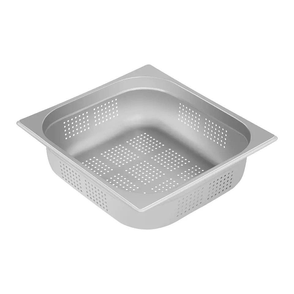 ⁨Perforated catering container made of stainless steel GN2/3 100 mm⁩ at Wasserman.eu