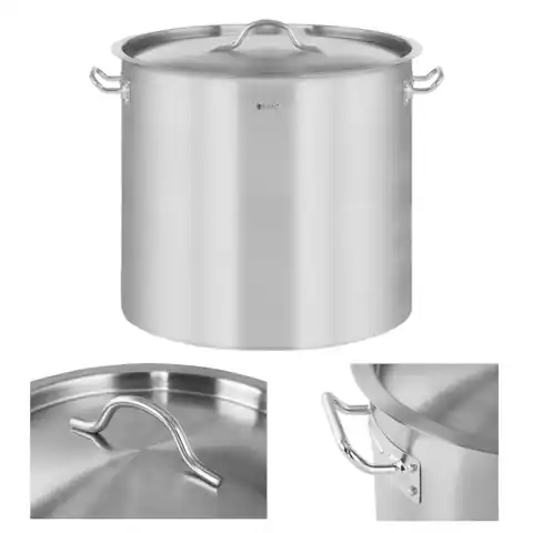 ⁨Catering pot with lid steel stainless steel for induction cooker 21 L⁩ at Wasserman.eu