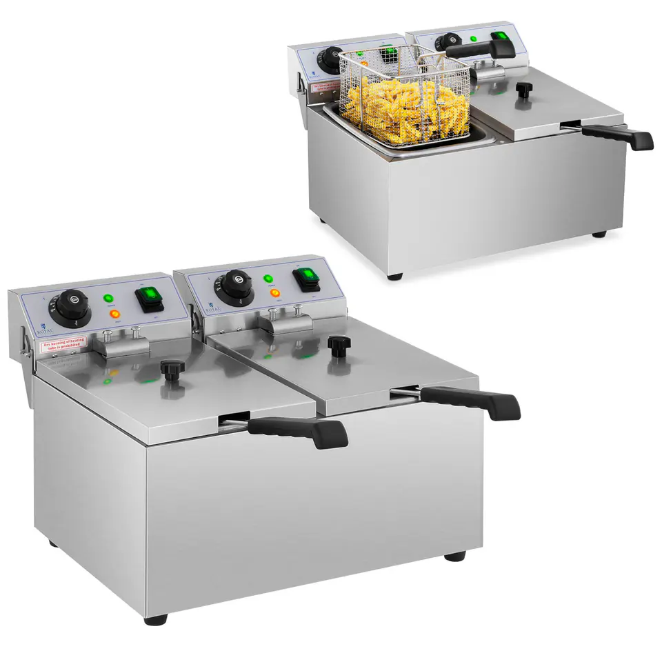 ⁨Frytownica podwójna gastronomiczna elektryczna 230 V 2 x 3200W 2 x 8 L⁩ w sklepie Wasserman.eu