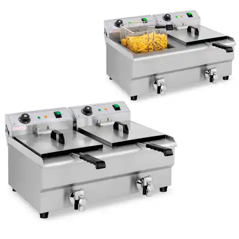 ⁨Electric double catering fryer with tap 230 V 2 x 3200W 2 x 13 L⁩ at Wasserman.eu
