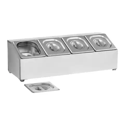 ⁨Display rack for catering containers 4 x GN1/6 + 4 x Containers⁩ at Wasserman.eu