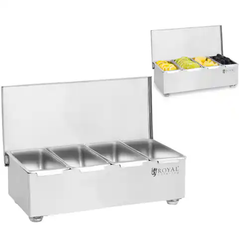 ⁨Bartending containers for side dishes for drinks steel stainless 4 pcs. + Housing⁩ at Wasserman.eu