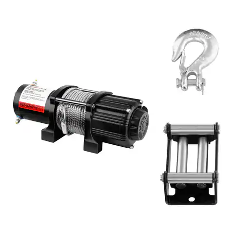 ⁨Off-road rope winch for car rope 12.5 m pull 2040 kg + Roller guide⁩ at Wasserman.eu