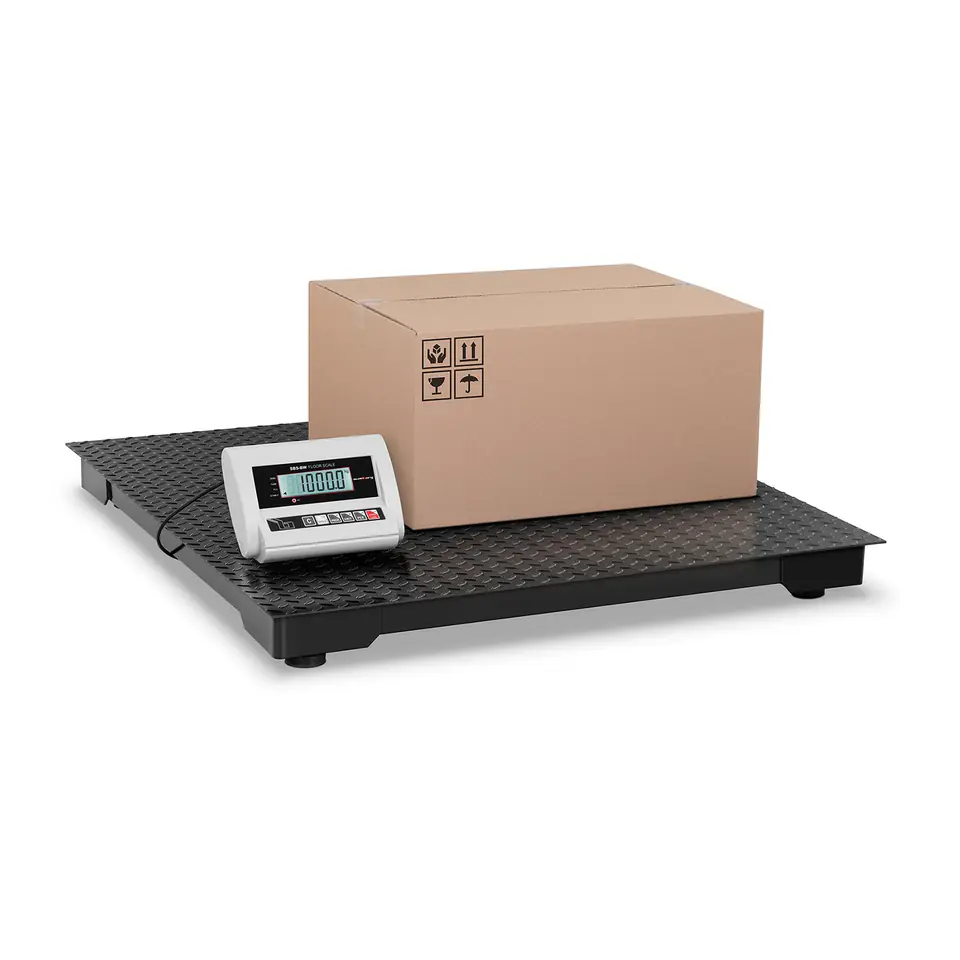 ⁨Waga platformowa magazynowa podłogowa 100x100cm zasilacz + akumulator 1000kg / 500g⁩ w sklepie Wasserman.eu