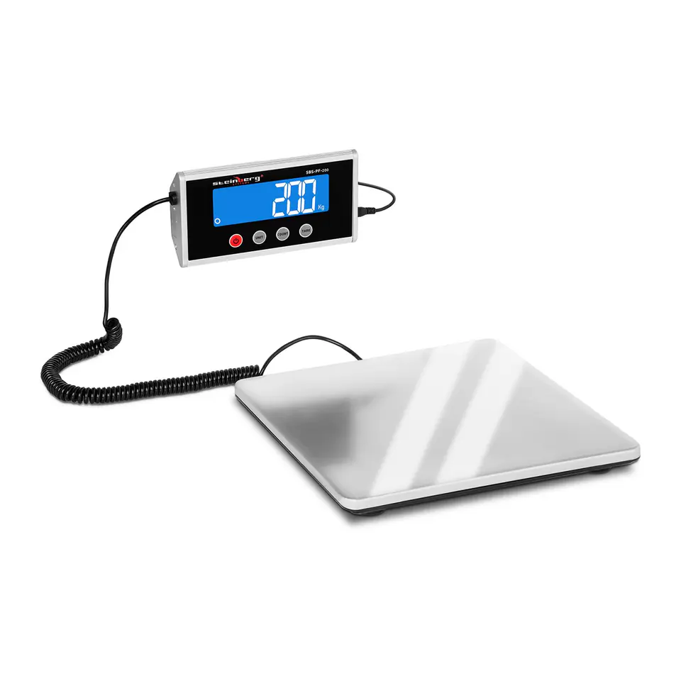 ⁨Postal platform scale for packages 275x275mm power supply + batteries 200kg / 50g⁩ at Wasserman.eu