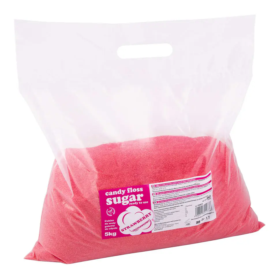 ⁨Colorful flavored sugar for cotton candy red with strawberry flavor 5kg⁩ at Wasserman.eu