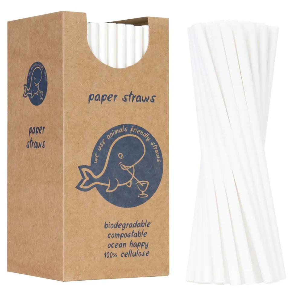 ⁨Paper straws BIO ecological PAPER STRAWS 6/205mm - white 250pcs.⁩ at Wasserman.eu