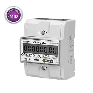 ⁨3-phase electricity meter, 80A, RS-485 port, MID, 3 modules, DIN TH-35mm⁩ at Wasserman.eu