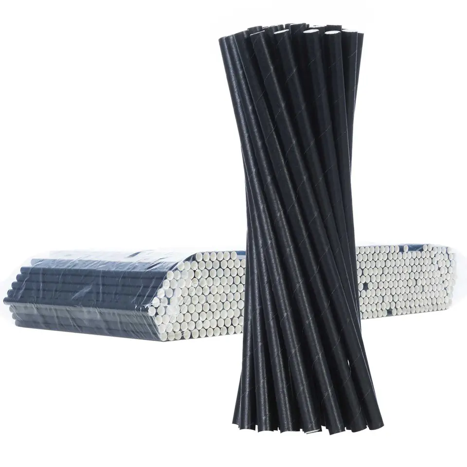 ⁨Paper straws BIO ecological PAPER STRAWS thick 8/205mm - black 500pcs.⁩ at Wasserman.eu