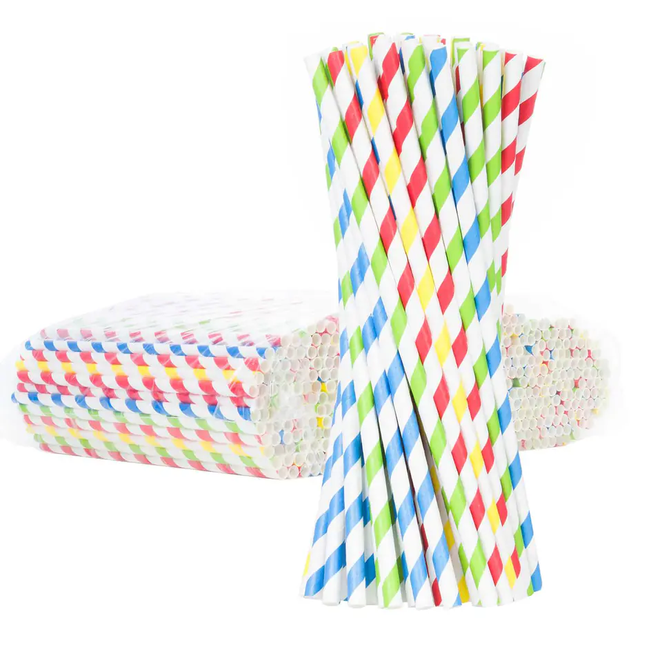 ⁨Słomki papierowe BIO ekologiczne PAPER STRAWS 6/205mm - mix 500szt.⁩ w sklepie Wasserman.eu