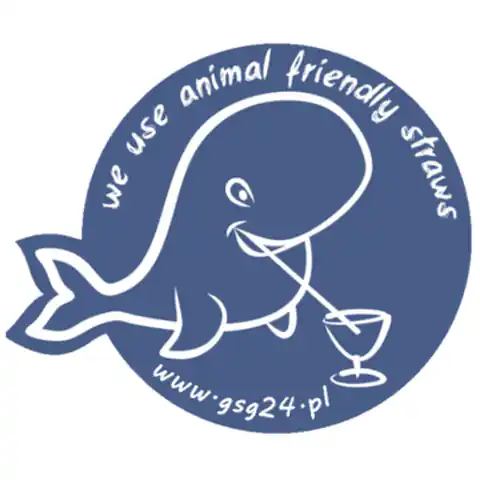 ⁨Sticker for the door to the premises paper straws We Use Animal Friendly Straws 12x10cm⁩ at Wasserman.eu