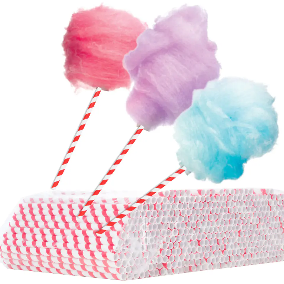 ⁨Paper cotton candy sticks 6/270mm - white and red 500pcs.⁩ at Wasserman.eu