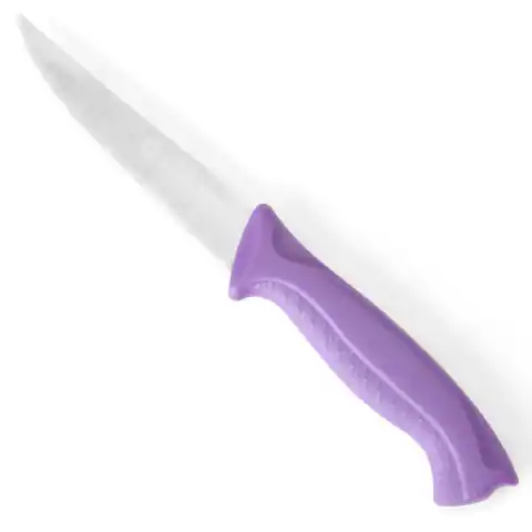 ⁨Nóż kuchenny z ząbkowanym ostrzem HACCP dla alergików 205mm - fioletowy - HENDI 842171⁩ w sklepie Wasserman.eu