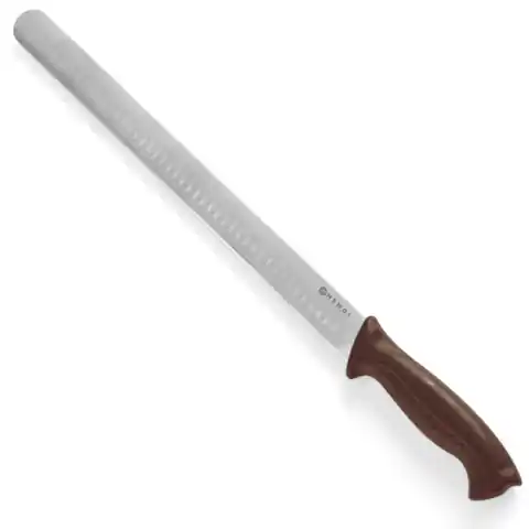 ⁨Messer für Schinken- und Lachsfleisch HACCP Kugelmahlung lang 490mm - braun - HENDI 842966⁩ im Wasserman.eu