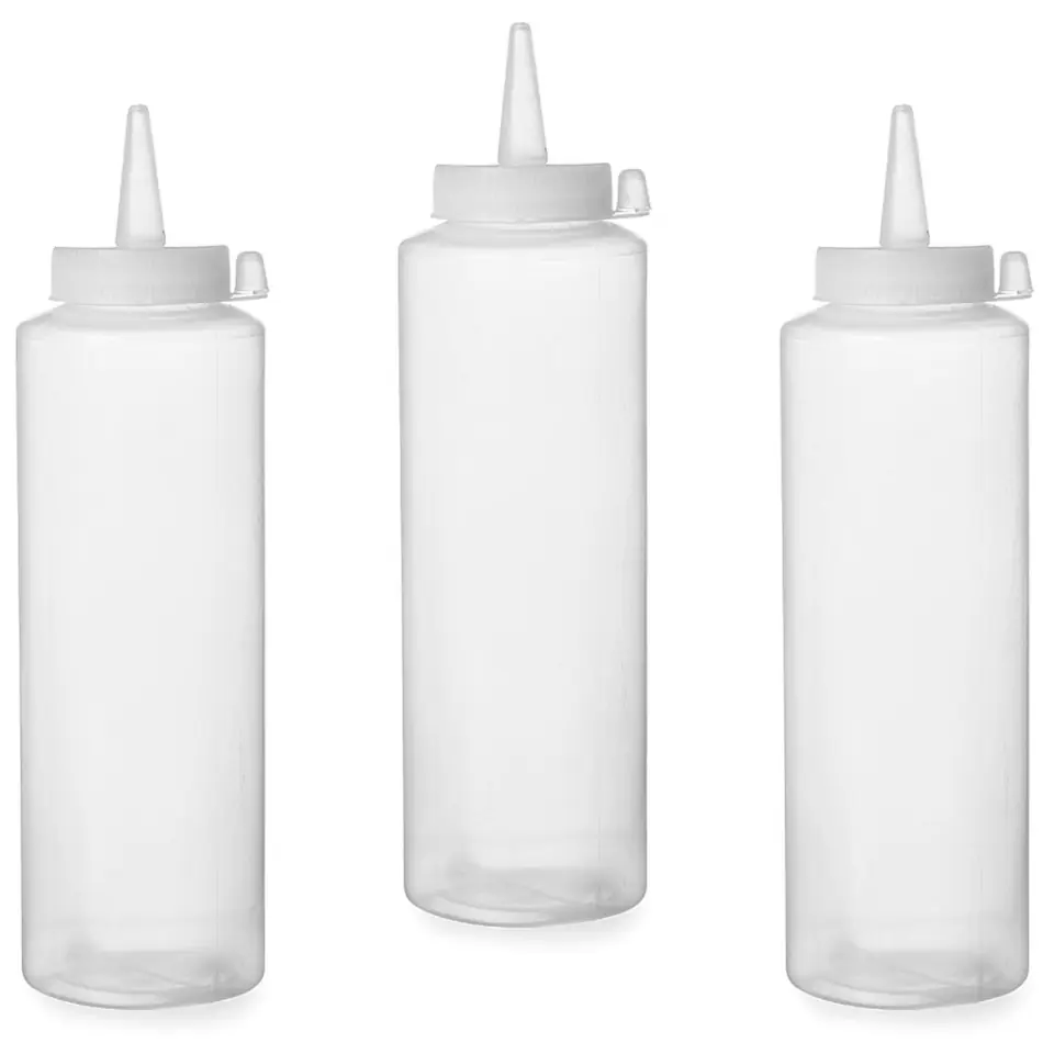 ⁨Dispenser bottle for cold sauces set of 3pcs. - transparent 0.7L - HENDI 557952⁩ at Wasserman.eu