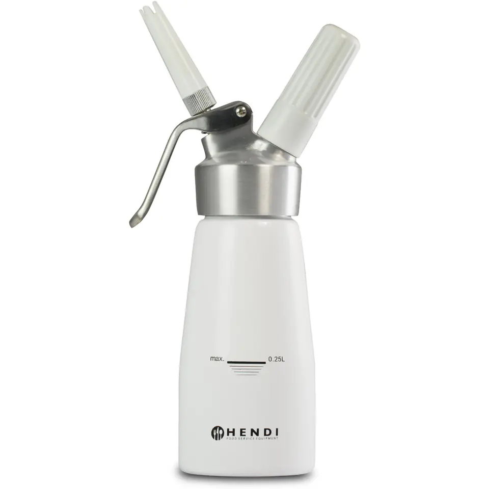 ⁨Siphon for whipped cream N2O Kitchen Line SET + 3 tips 0.25L - white - HENDI 588031⁩ at Wasserman.eu