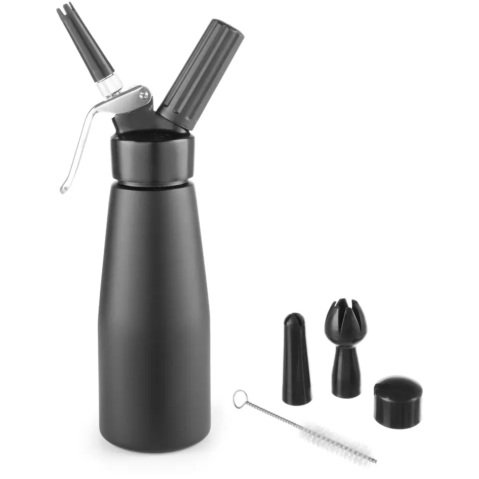 Siphon for whipped cream N2O Kitchen Line SET + 3 tips 0.5L - black - HENDI 588420 at Wasserman.eu