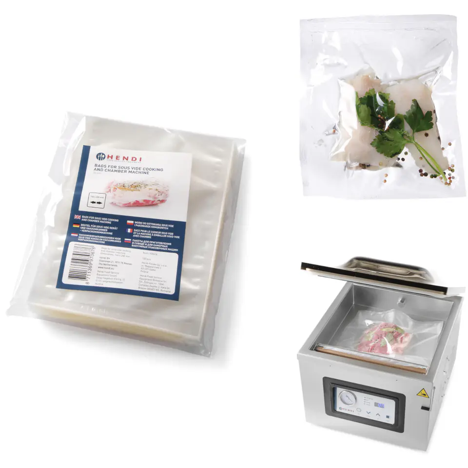 ⁨Worki do gotowania Sous vide i do pakowarek prózniowych komorowych 150x250mm 100szt.⁩ w sklepie Wasserman.eu