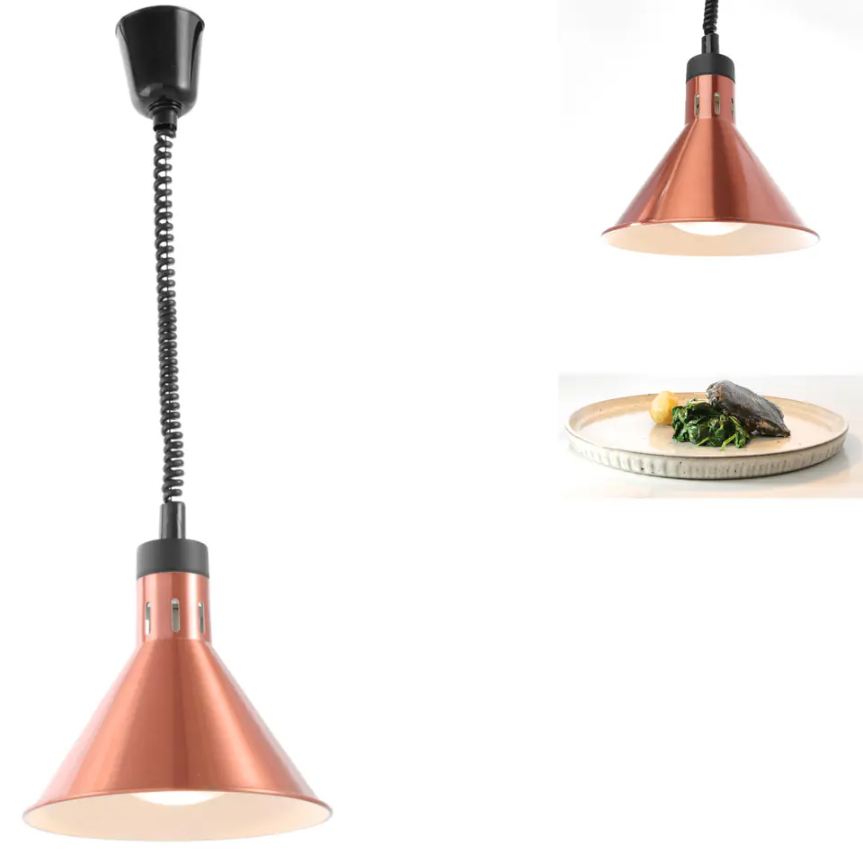 ⁨Food heating lamp - hanging conical copper 250W⁩ at Wasserman.eu