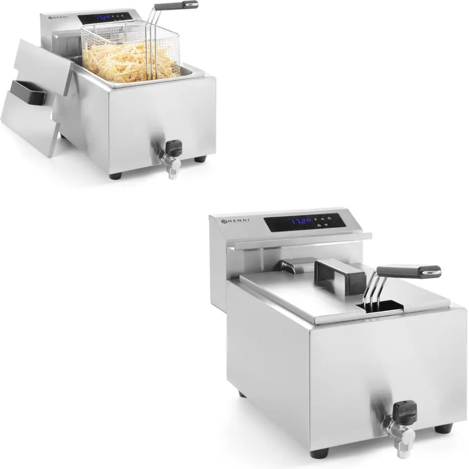 ⁨Frytownica frytkownica z panelem cyfrowym Mastercook z kranem 8L 3500W⁩ w sklepie Wasserman.eu