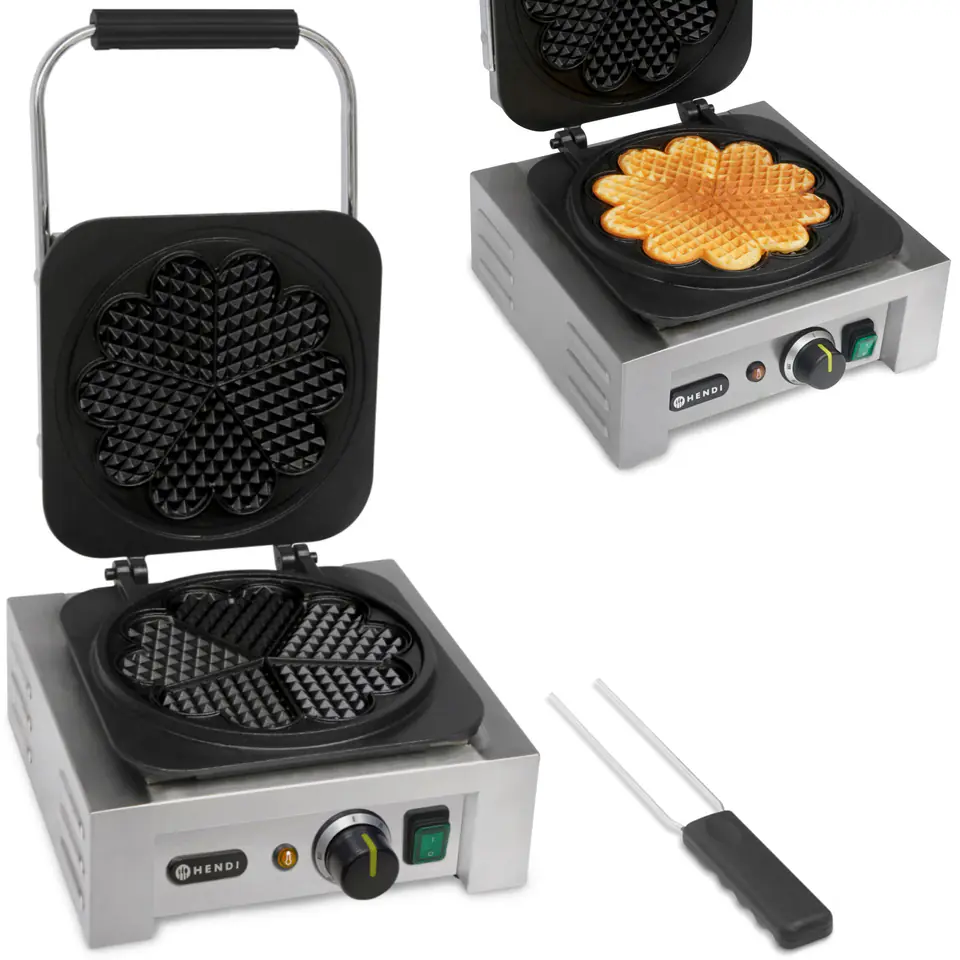 Professional waffle maker rosette 5 heart waffles avg. 215mm 2200W at Wasserman.eu