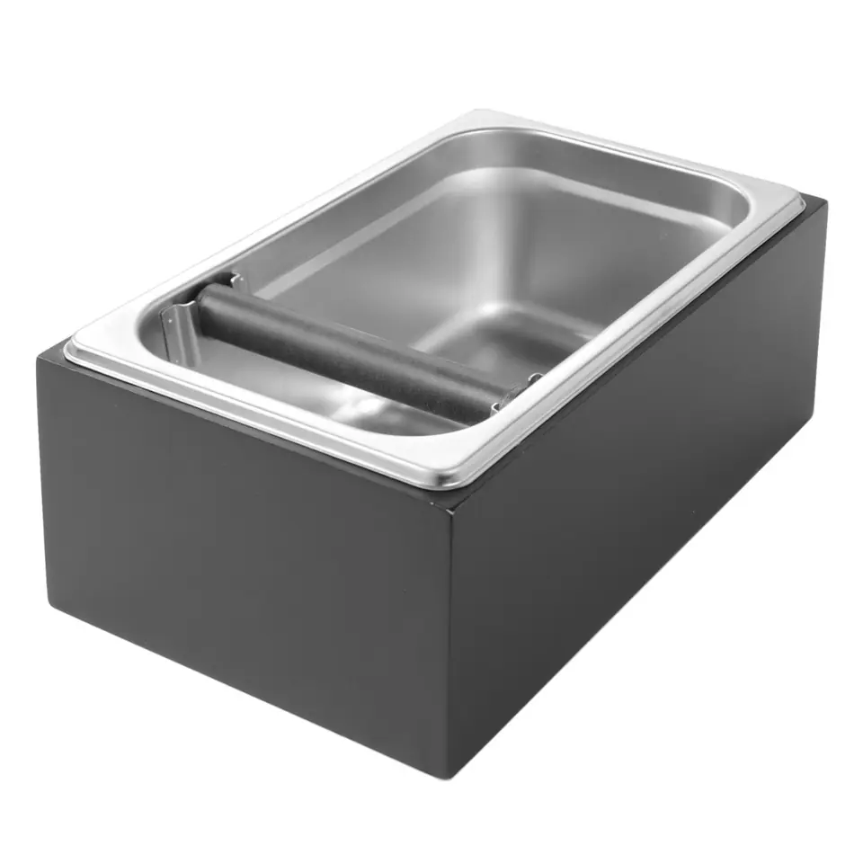 Fender container for coffee grounds GN 1/4 in a wooden housing at Wasserman.eu