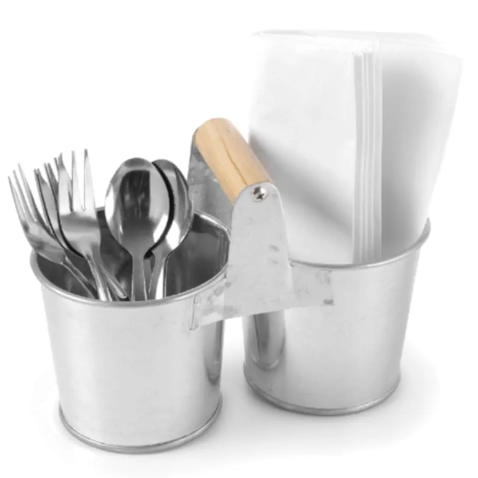 ⁨Double container for cutlery 2 steel buckets 250x155mm⁩ at Wasserman.eu