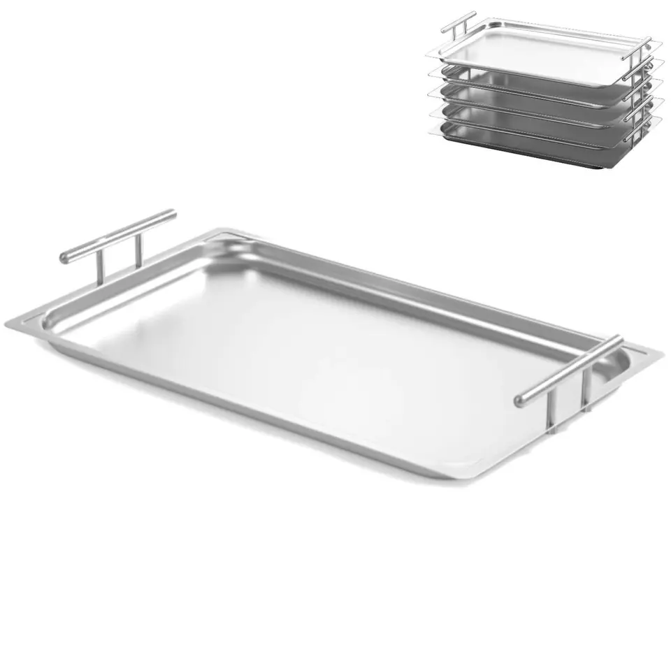 ⁨Serving tray with handles steel stackable GN 1/1⁩ at Wasserman.eu