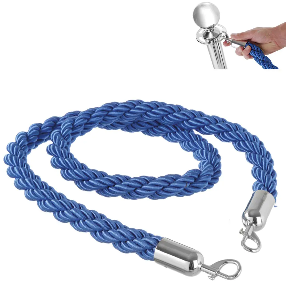 ⁨Rope rope for fence posts blue with silver carabiners length 1.5m⁩ at Wasserman.eu