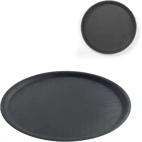 ⁨Waiter tray non-slip round avg. 50cm black - Hendi 508787⁩ at Wasserman.eu