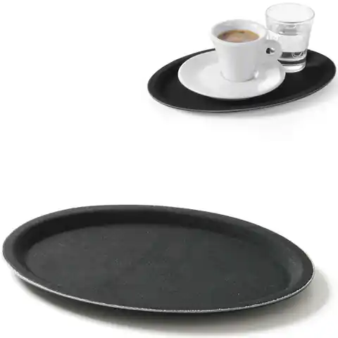 ⁨Waiter tray non-slip oval 21x29cm - black⁩ at Wasserman.eu