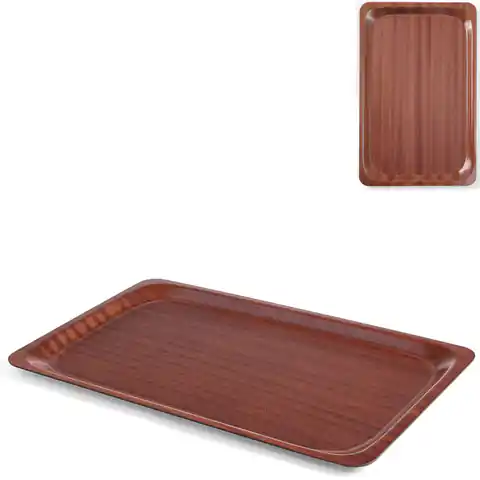 ⁨Non-slip walnut laminated tray 460 x 360 mm - Hendi 507025⁩ at Wasserman.eu