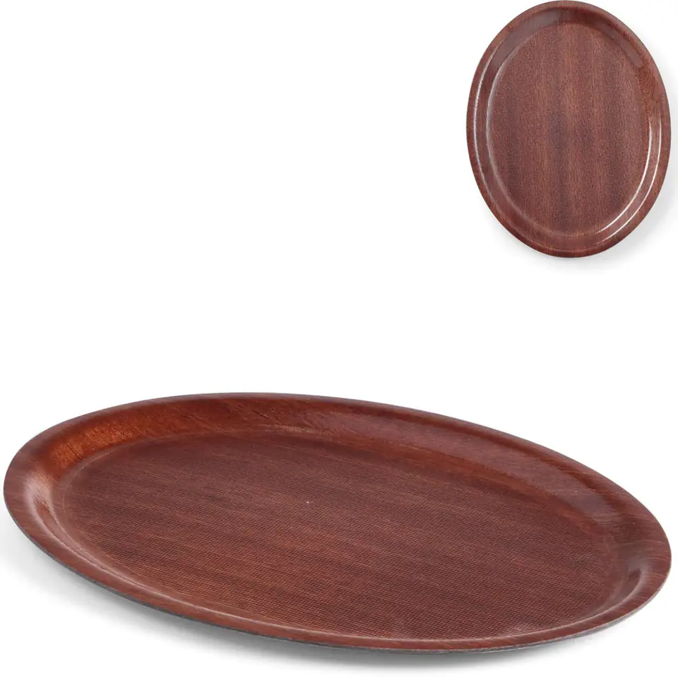 ⁨Non-slip wooden waiter tray - oval 29x21cm⁩ at Wasserman.eu