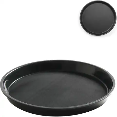 ⁨Waiter tray non-slip resistant round with edge diameter. 36cm - black⁩ at Wasserman.eu