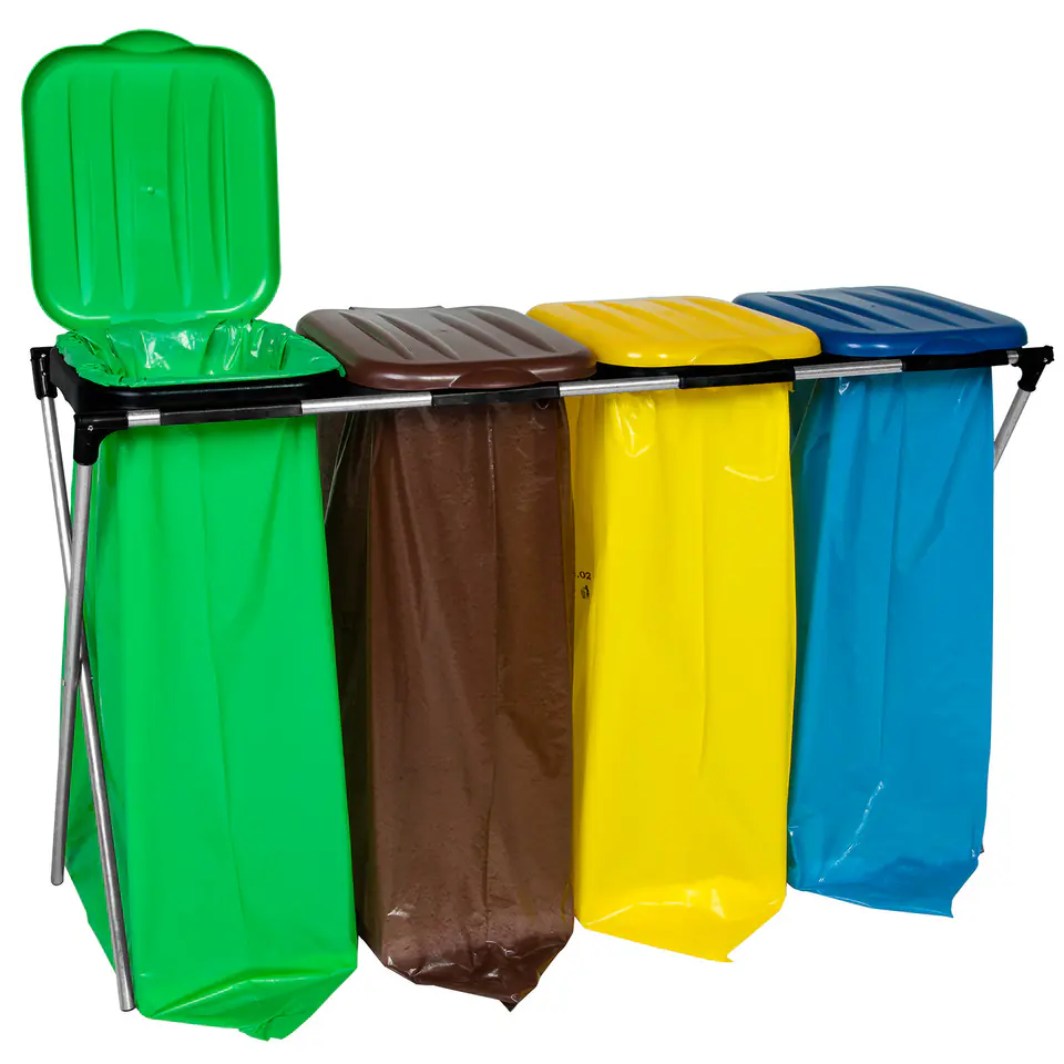 ⁨120L garbage bag holder stand for segregation - 4 types of waste⁩ at Wasserman.eu