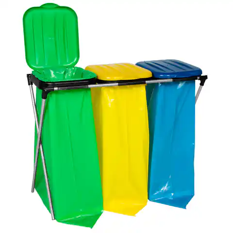 ⁨120L Müllsackhalter stehen für Segregation - 3 Arten von Abfällen⁩ im Wasserman.eu