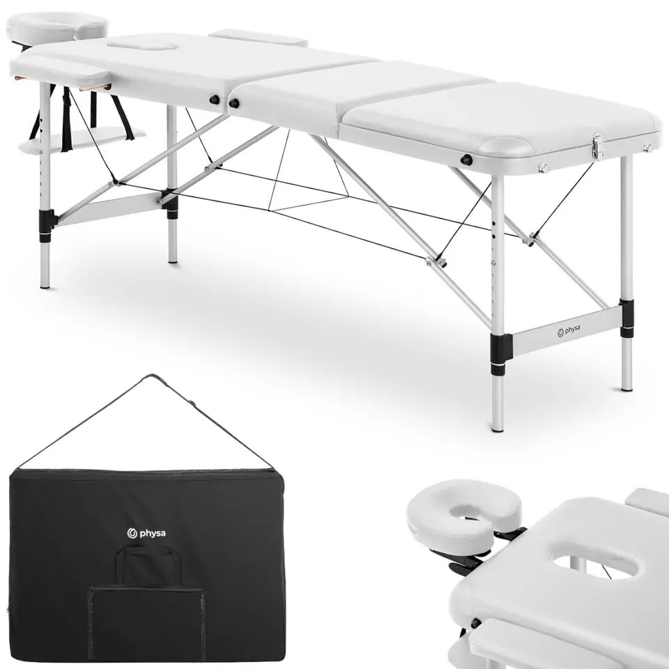 ⁨Portable folding bed massage table up to 180kg Bordeux white⁩ at Wasserman.eu