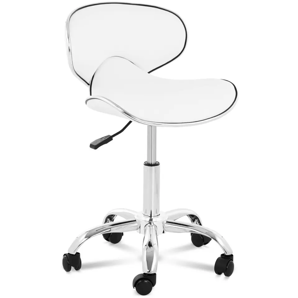 ⁨Cosmetic chair on wheels with backrest Munich white⁩ at Wasserman.eu