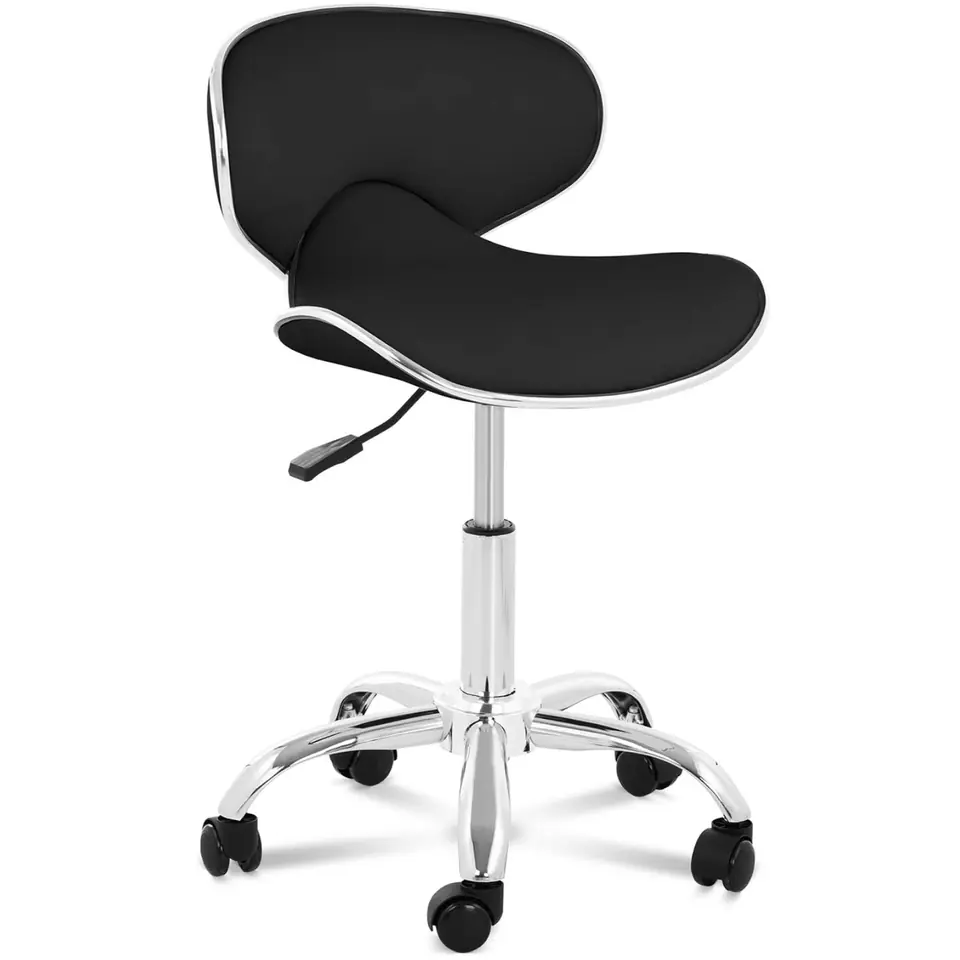 ⁨Cosmetic chair on wheels with backrest Munich black⁩ at Wasserman.eu