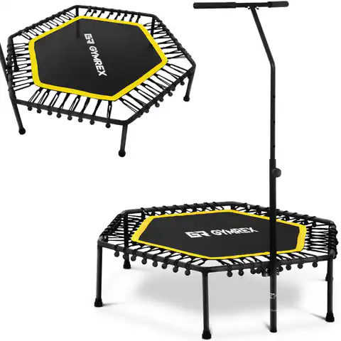 ⁨Fitness trampoline for exercise with adjustable handle 124 cm black-yellow⁩ at Wasserman.eu