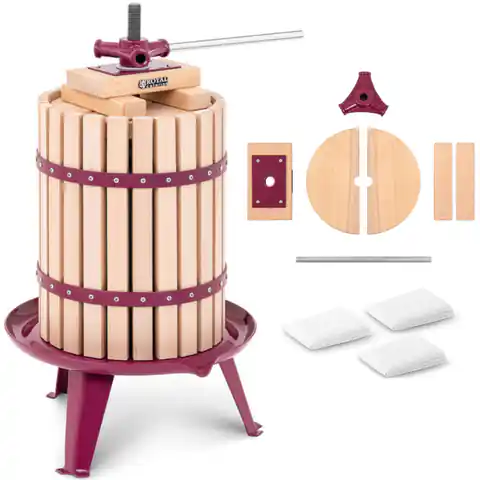 ⁨Prasa do wyciskania wina soku z owoców ręczna drewniana + 3 worki filtracyjne 18L⁩ w sklepie Wasserman.eu