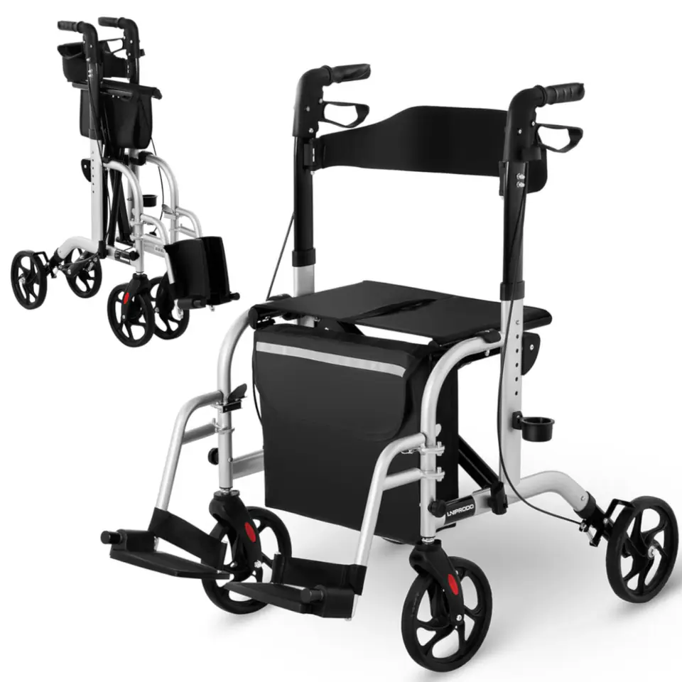 ⁨Walker rehabilitation walker 2in1 with folding trolley function with bag up to 136kg⁩ at Wasserman.eu