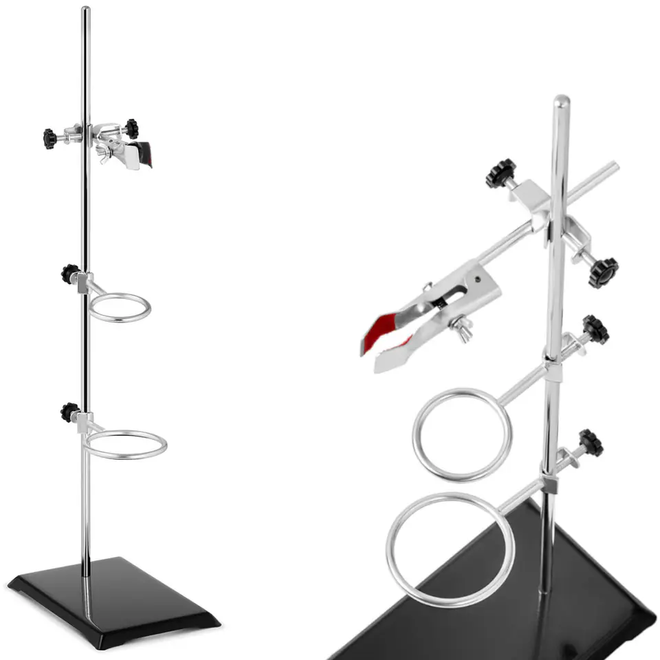 ⁨Statyw stojak laboratoryjny z wyposażeniem 1 uchwyt 2 pierścienie 50 mm 70 mm⁩ w sklepie Wasserman.eu