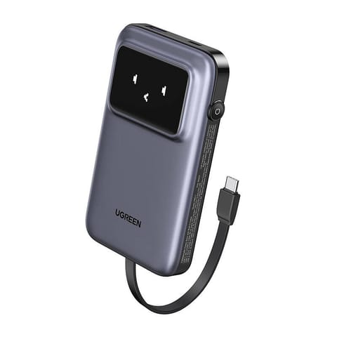 ⁨Powerbank 10000mAh Ugreen Uno PB511, 30W, wbudowany kabel USB-C (szary)⁩ w sklepie Wasserman.eu