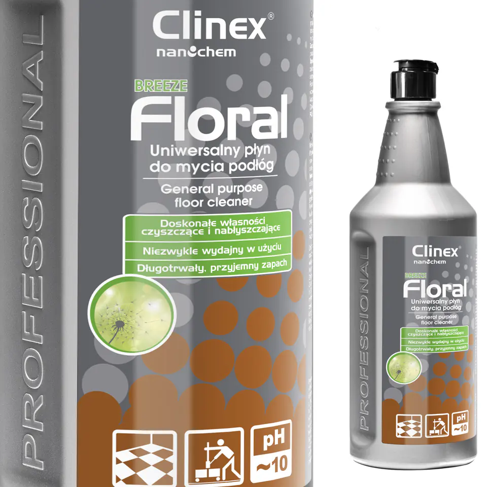 ⁨Płyn do mycia podłóg bez smug połysk zapach CLINEX Floral - Breeze 1L⁩ w sklepie Wasserman.eu